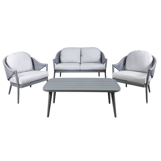 Sealey Dellonda Echo 4-Piece Aluminium Garden Sofa Arm Chair Coffee Table DG59