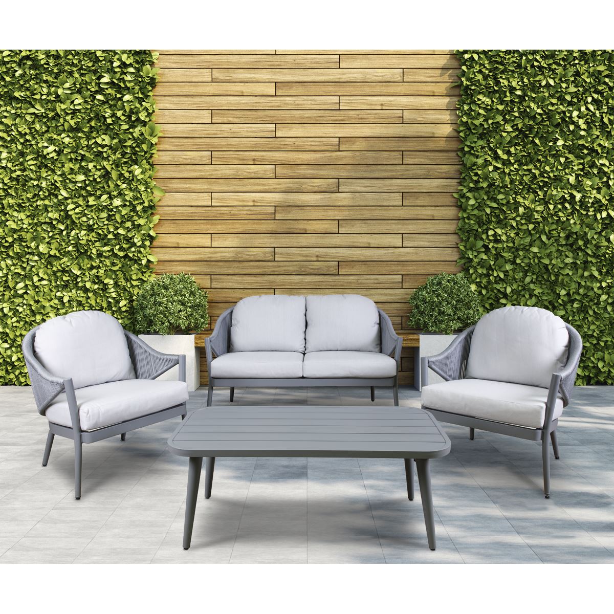 Sealey Dellonda Echo 4-Piece Aluminium Garden Sofa Arm Chair Coffee Table DG59