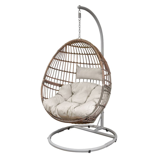 Dellonda Egg Hanging Swing Chair Wicker Rattan Basket Steel Frame Single DG60