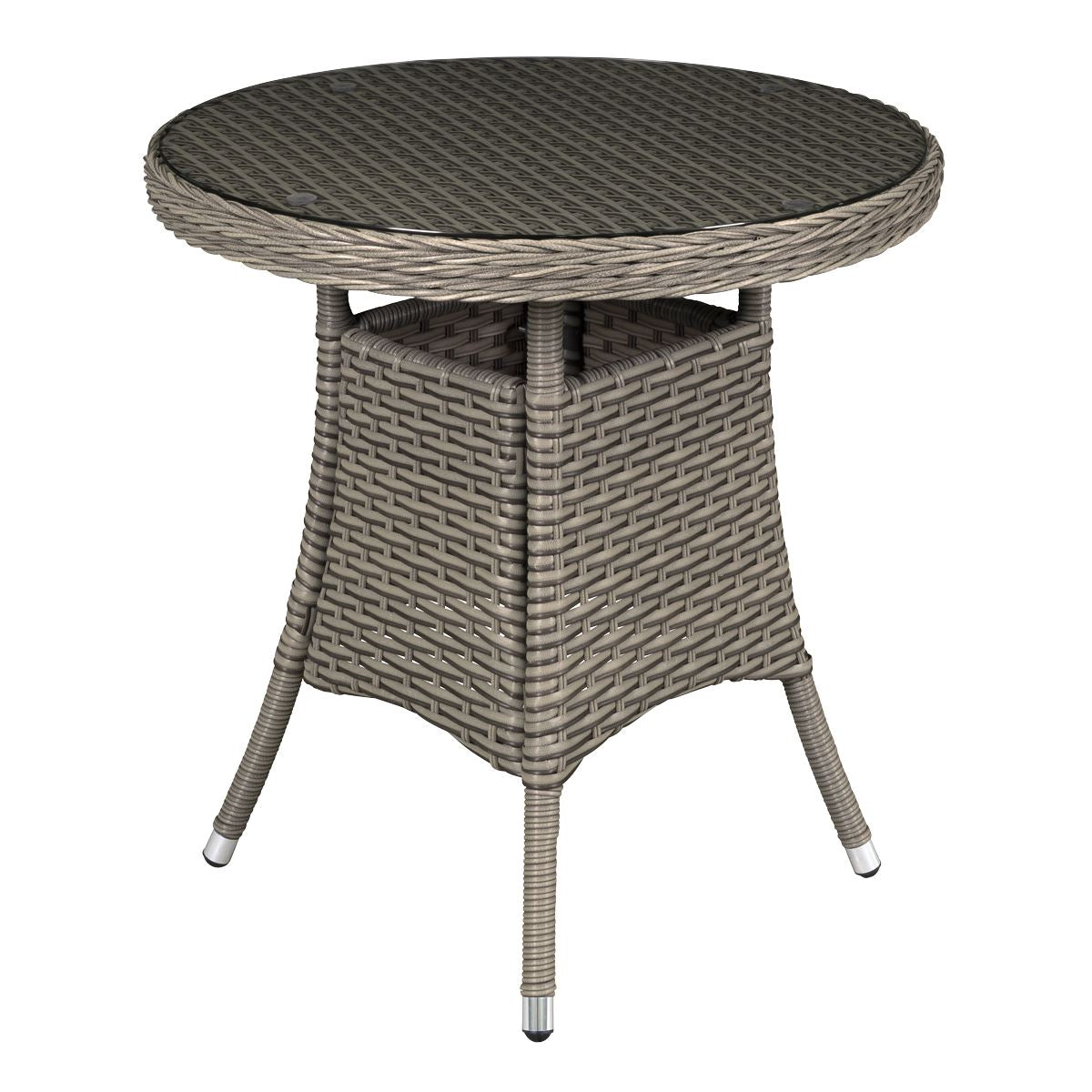Dellonda Chester Rattan Wicker Outdoor Bistro Table Tempered Glass Brown DG65