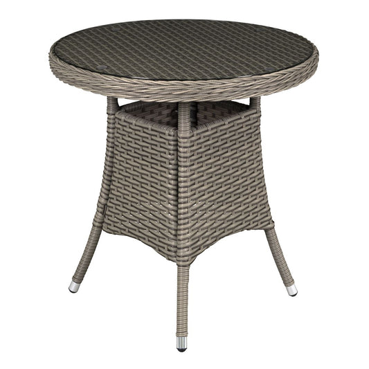Dellonda Chester Rattan Wicker Outdoor Bistro Table Tempered Glass Brown DG65