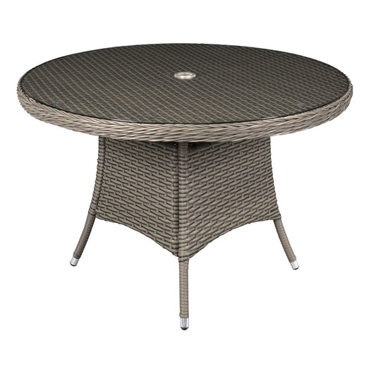 Dellonda Chester Rattan Wicker Outdoor Dining Table Tempered Glass Brown DG66