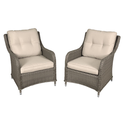 Dellonda Chester Rattan Wicker Outdoor Lounge Chairs with Cushion Brown DG69