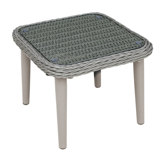 Dellonda Buxton Rattan Wicker Outdoor Coffee Table Tempered Glass Grey DG75