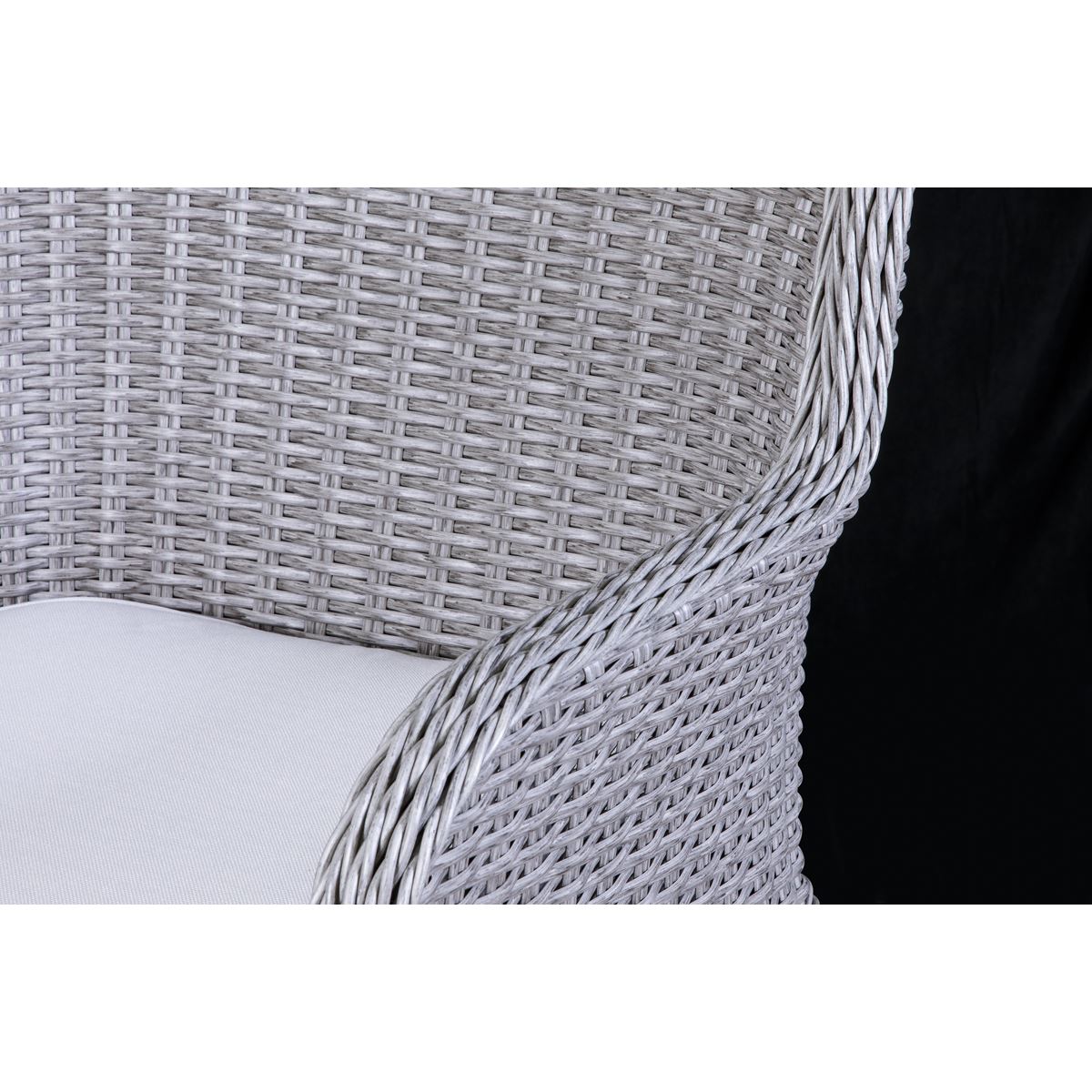 Dellonda Buxton Rattan Wicker Outdoor Dining Armchairs Cushions Set 2 Grey DG76
