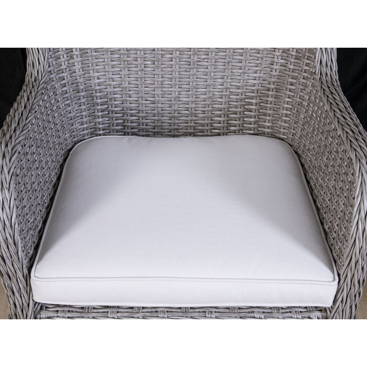 Dellonda Buxton Rattan Wicker Outdoor Dining Armchairs Cushions Set 2 Grey DG76