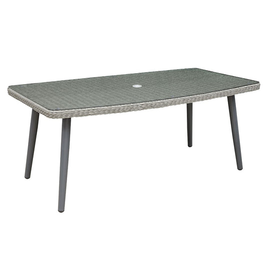 Dellonda Buxton Rattan Wicker Outdoor Dining Table Tempered Glass Grey DG78