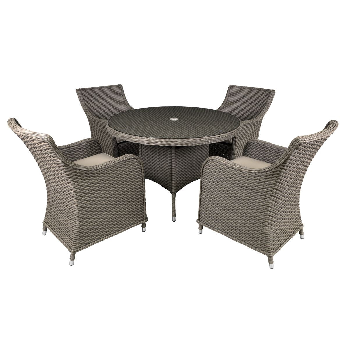 Sealey Dellonda Chester Rattan Wicker Outdoor Dining Set with Tempered Glass Tabletop 5pc DG84
