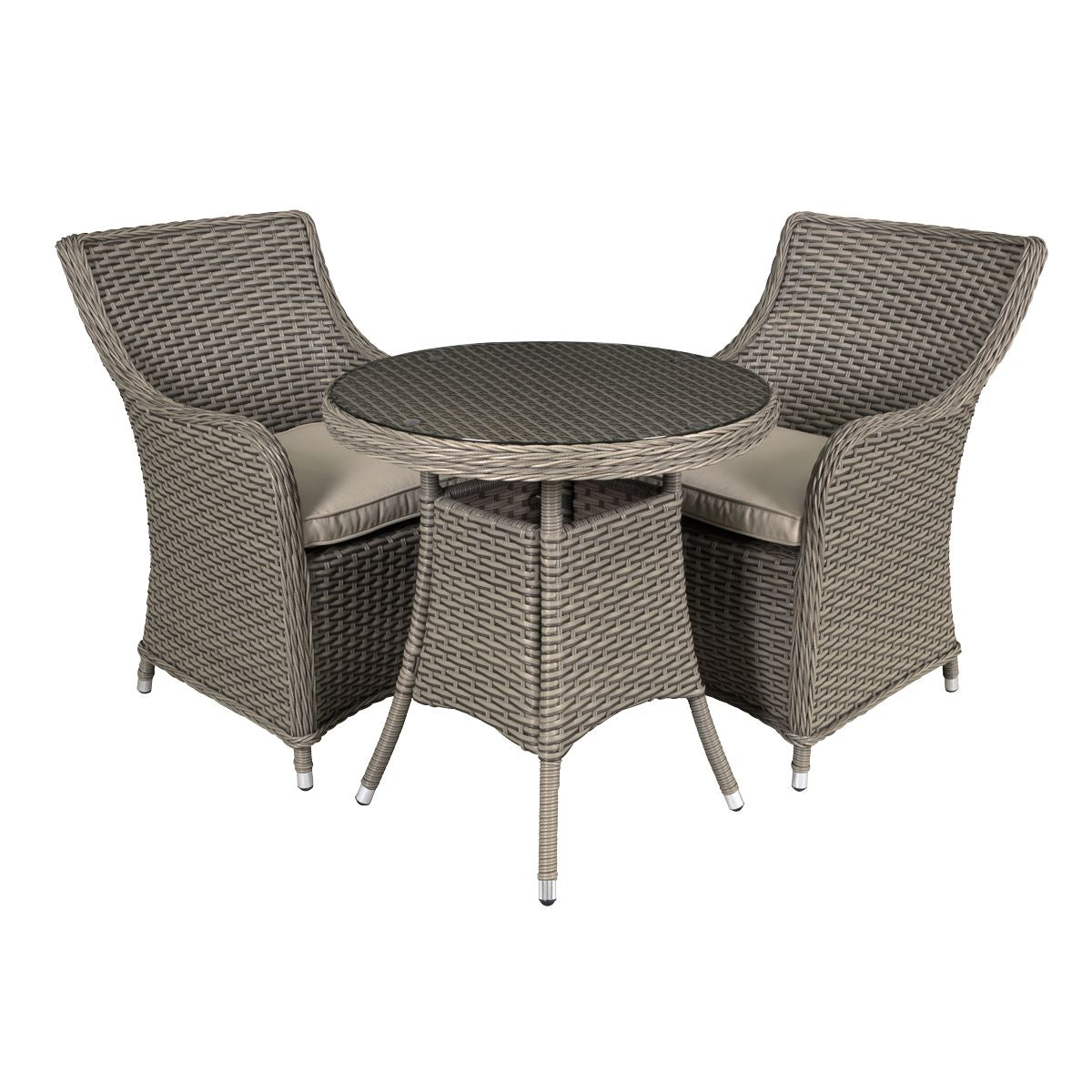 Sealey Dellonda Chester Rattan Wicker Outdoor Dining Set with Tempered Glass Tabletop 3pc DG86