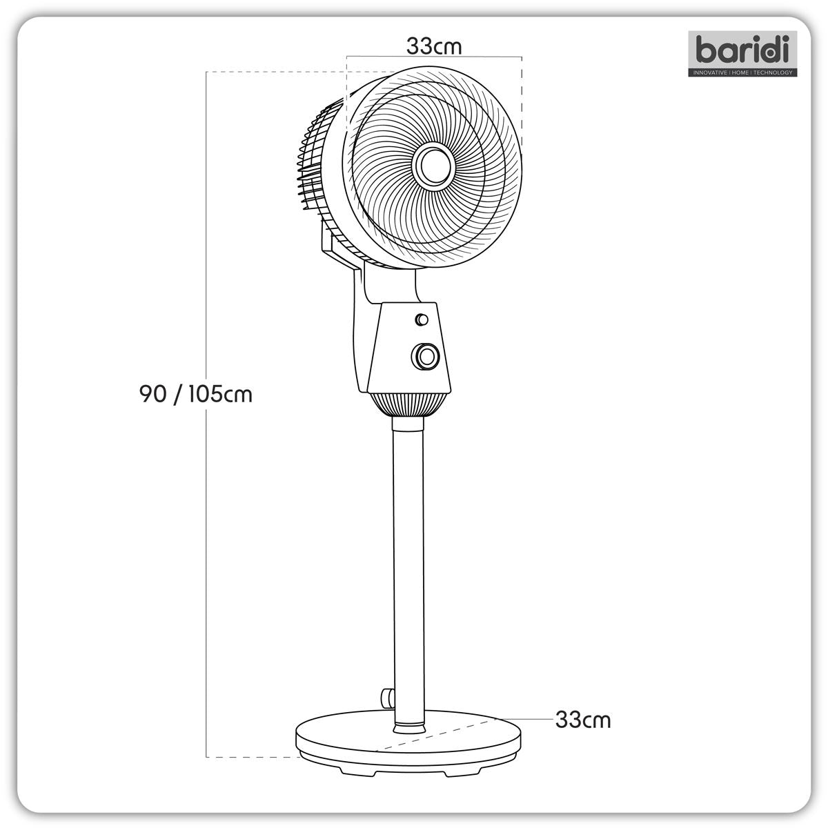 Sealey Baridi Pedestal Fan with Manual Control 10" - Grey DH142