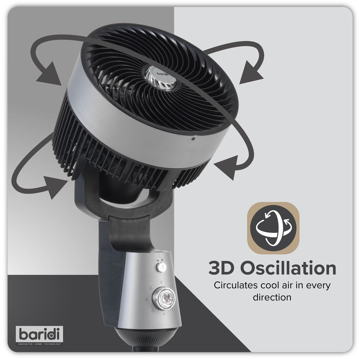 Sealey Baridi Pedestal Fan with Manual Control 10" - Grey DH142