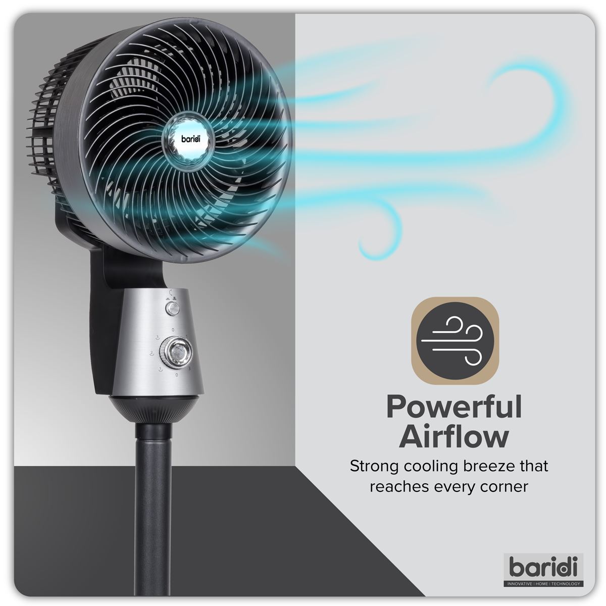 Sealey Baridi Pedestal Fan with Manual Control 10" - Grey DH142