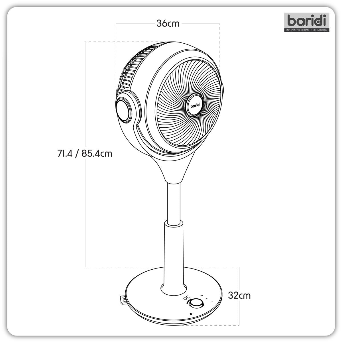Sealey Baridi Pedestal Fan with Remote Control 10" Black 230V - 50Hz DH143