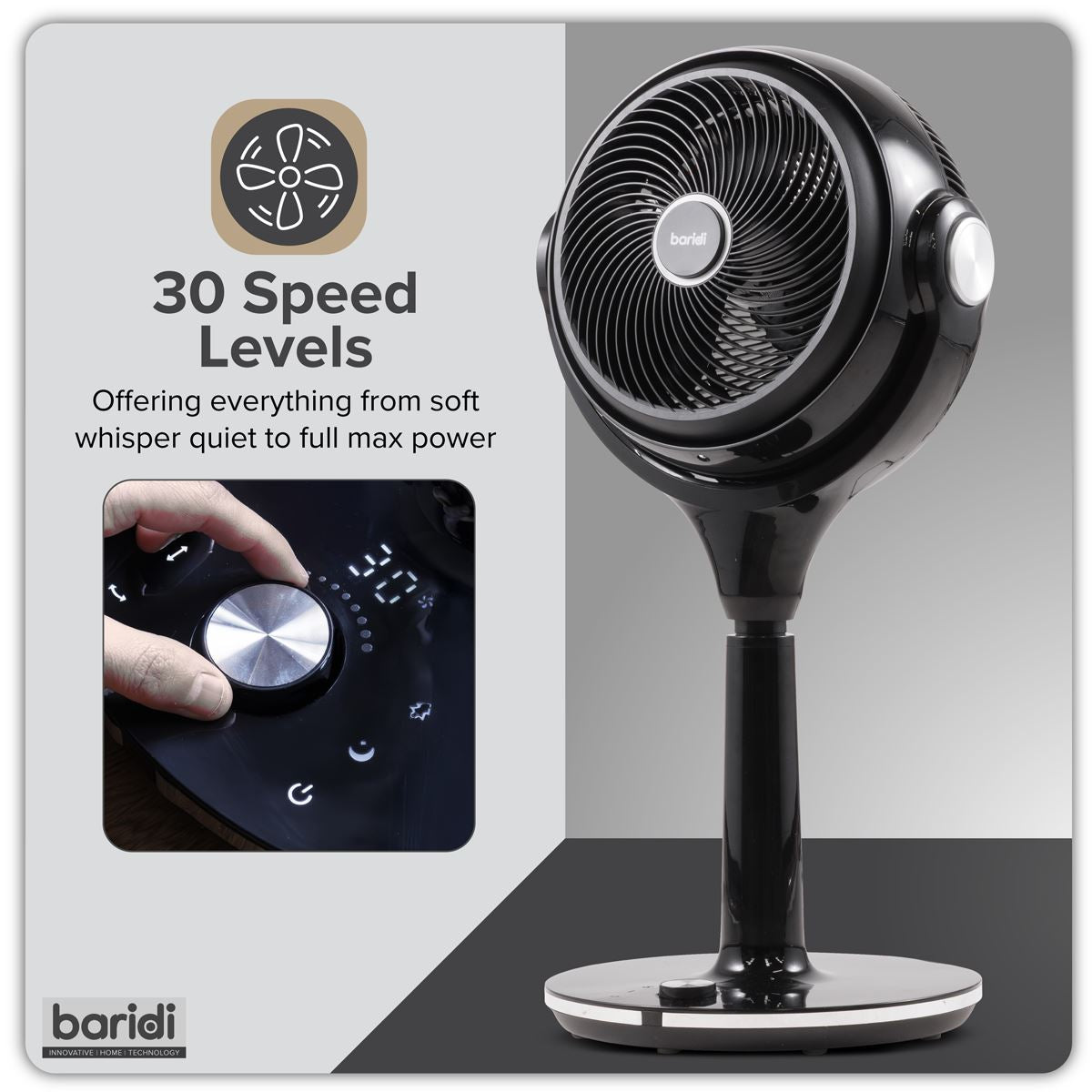 Sealey Baridi Pedestal Fan with Remote Control 10" Black 230V - 50Hz DH143