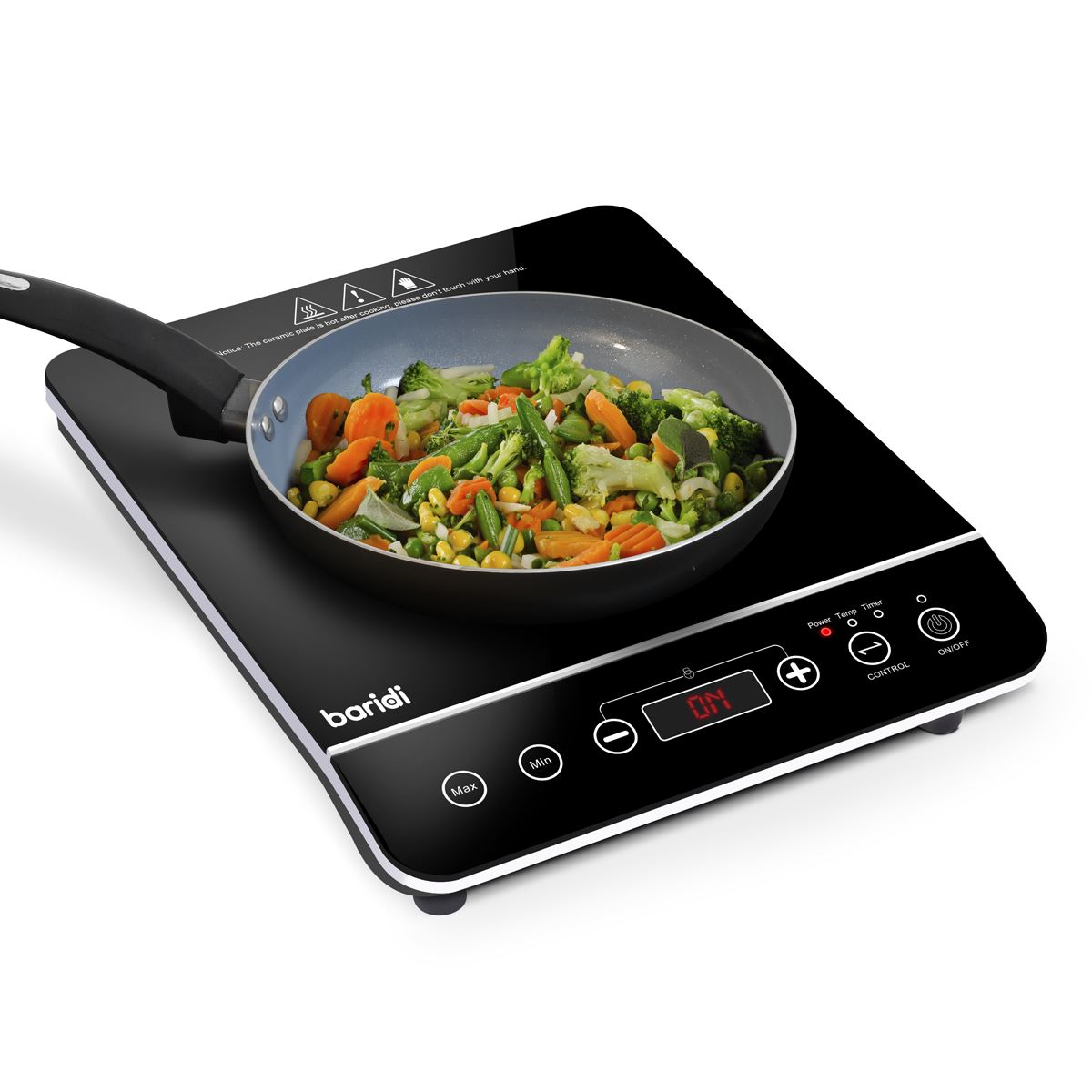 Baridi Induction Hob Single Zone 13A Plug 10 Settings 200W-2000W Black DH145