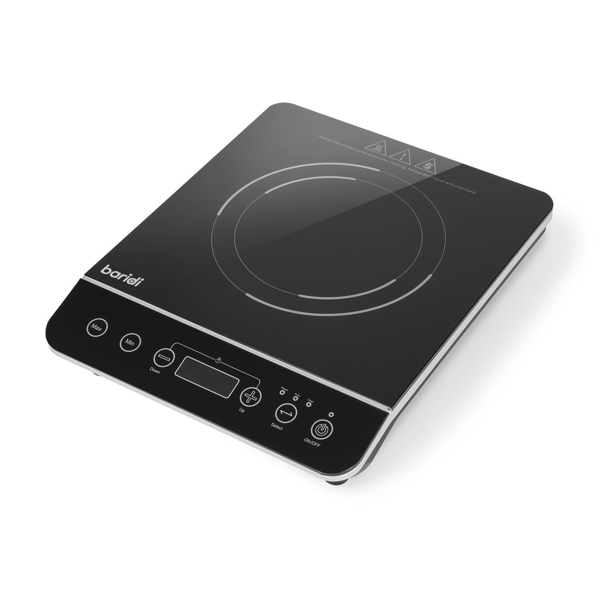 Baridi Induction Hob Single Zone 13A Plug 10 Settings 200W-2000W Black DH145