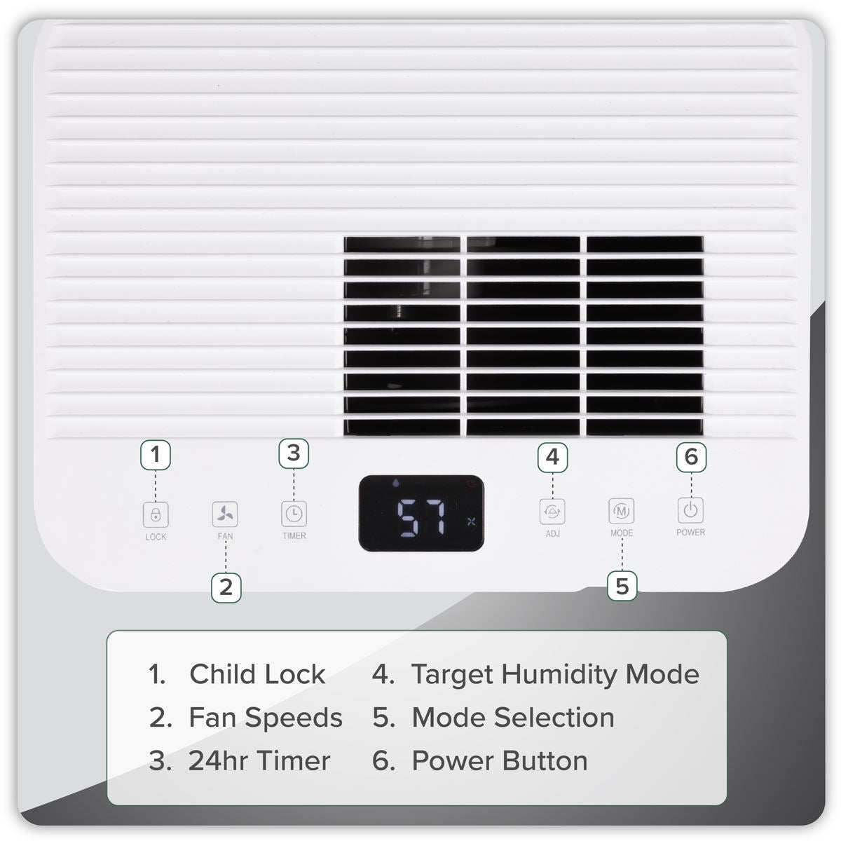 Sealey Baridi Dehumidifier Digital Display & 24hr Timer 12L White 230V DH147