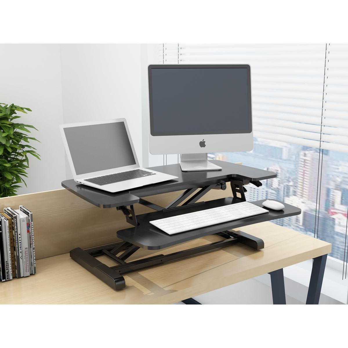 Dellonda 71cm Height Adjustable Standing Desk Converter 50cm Height 15kg DH14