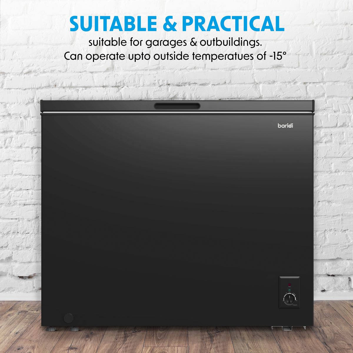 Sealey Baridi Chest Freezer 199L -12 to -24 C Adjustable Thermostat Black DH151