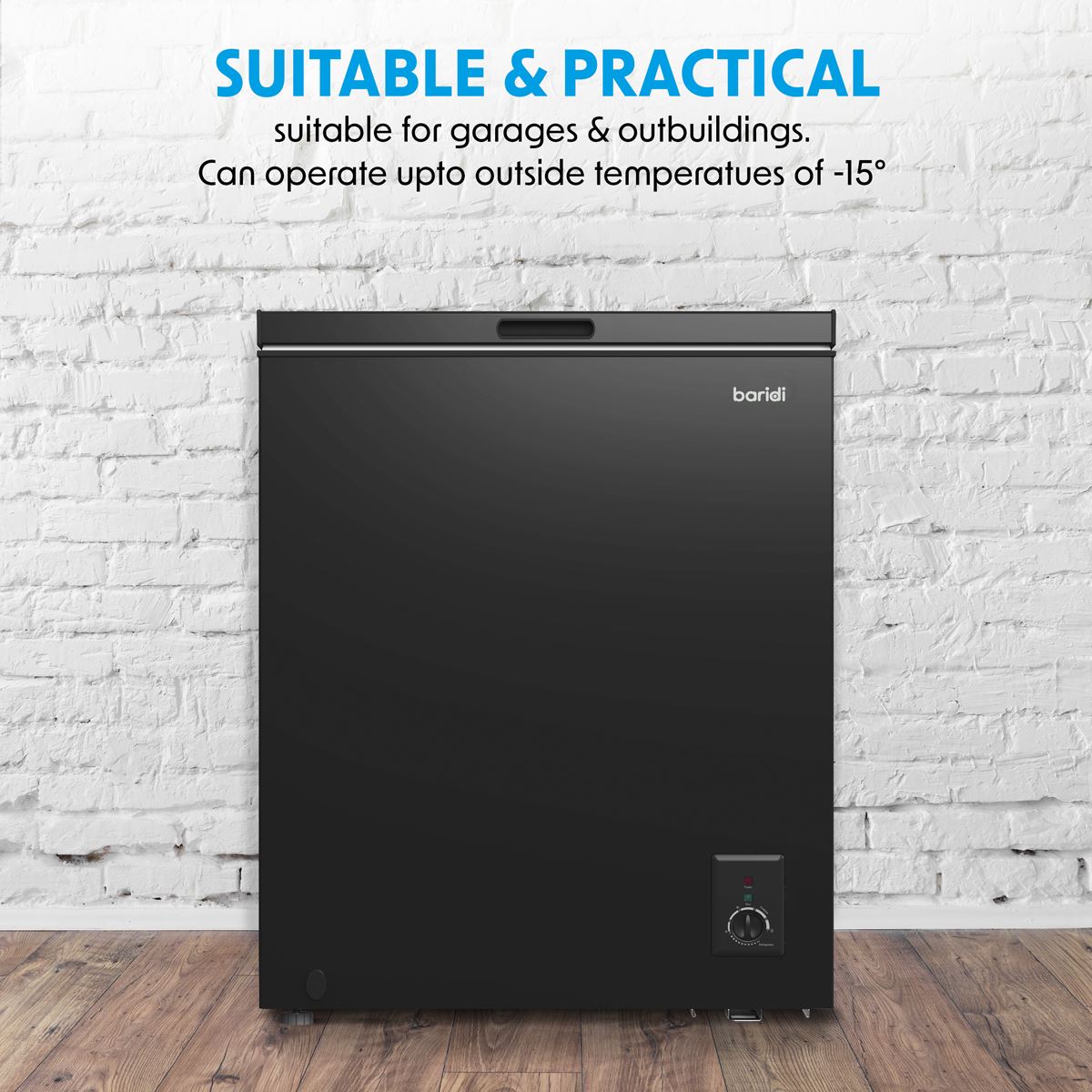 Sealey Baridi Chest Freezer 142L -12 to -24C Adjustable Thermostat Black DH152