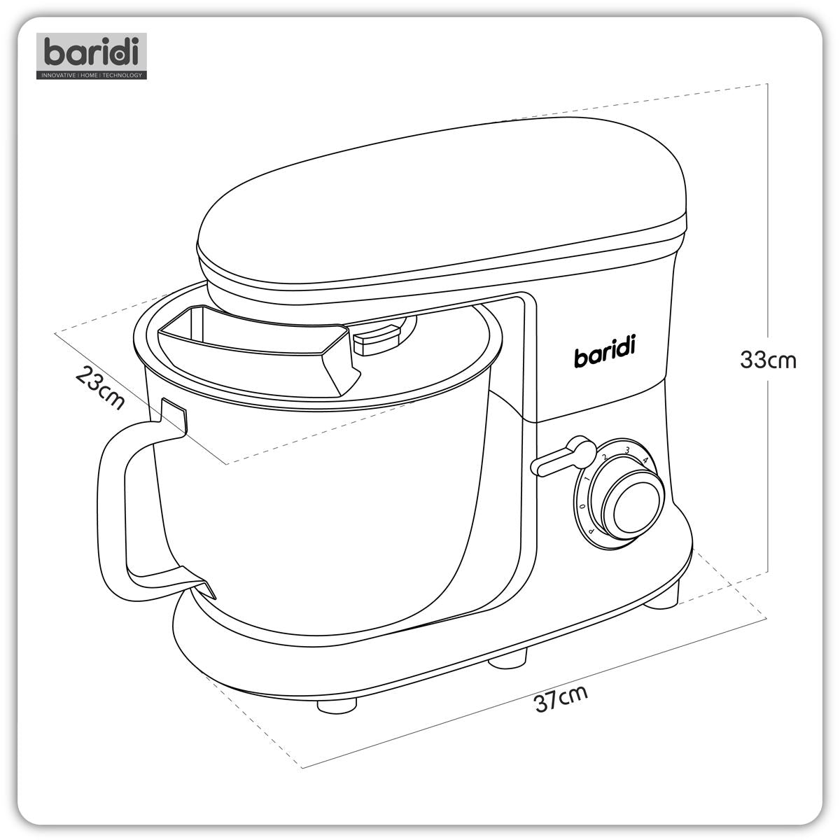 Sealey Baridi 1500W Stand Food Mixer with Accessories 6L Black 230V -50Hz DH173