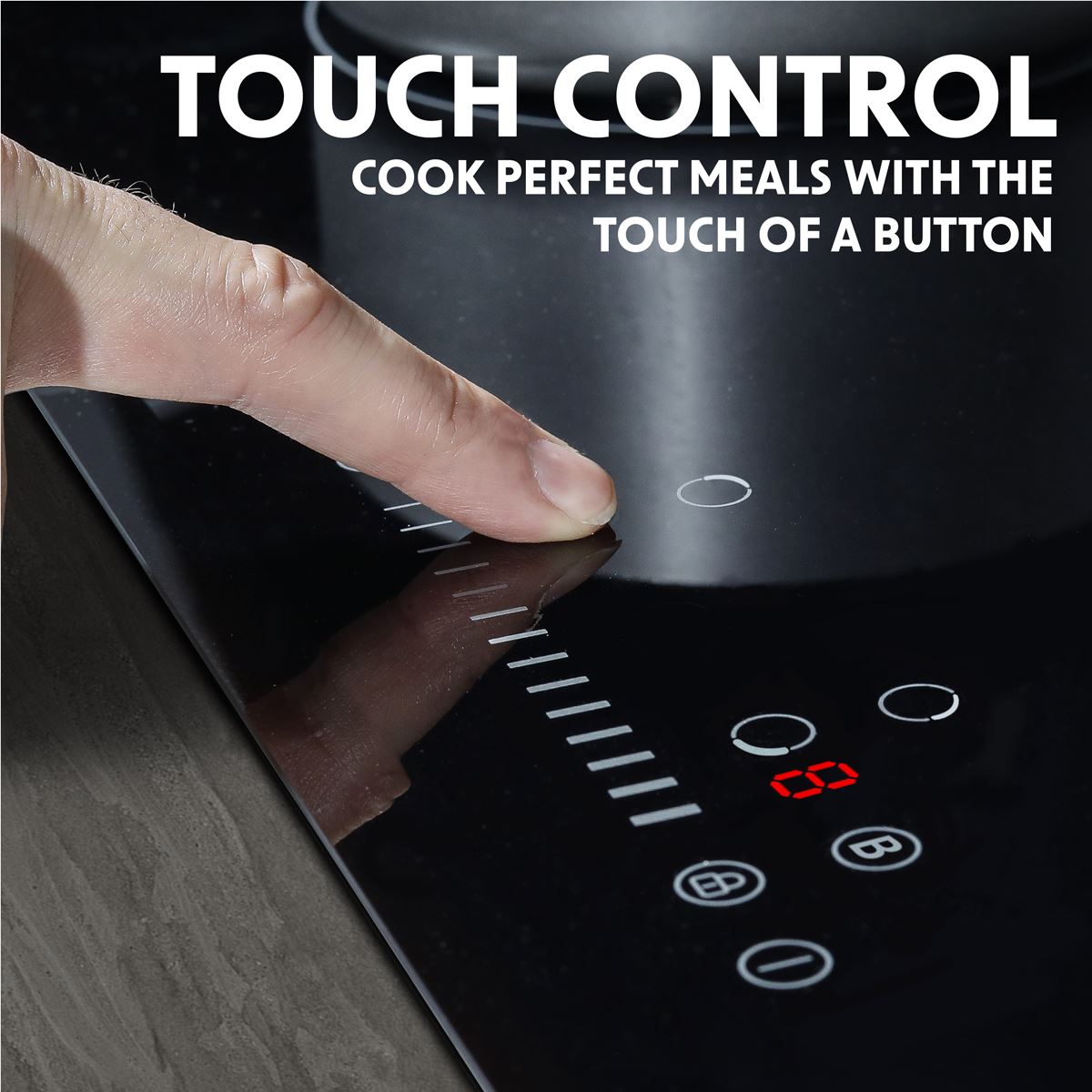 Sealey Baridi 77cm Built-In Induction Hob with 4 Cooking Zones, 7200W, Boost Function, 9 Power Levels, Touch Control & Timer, Hardwired DH179