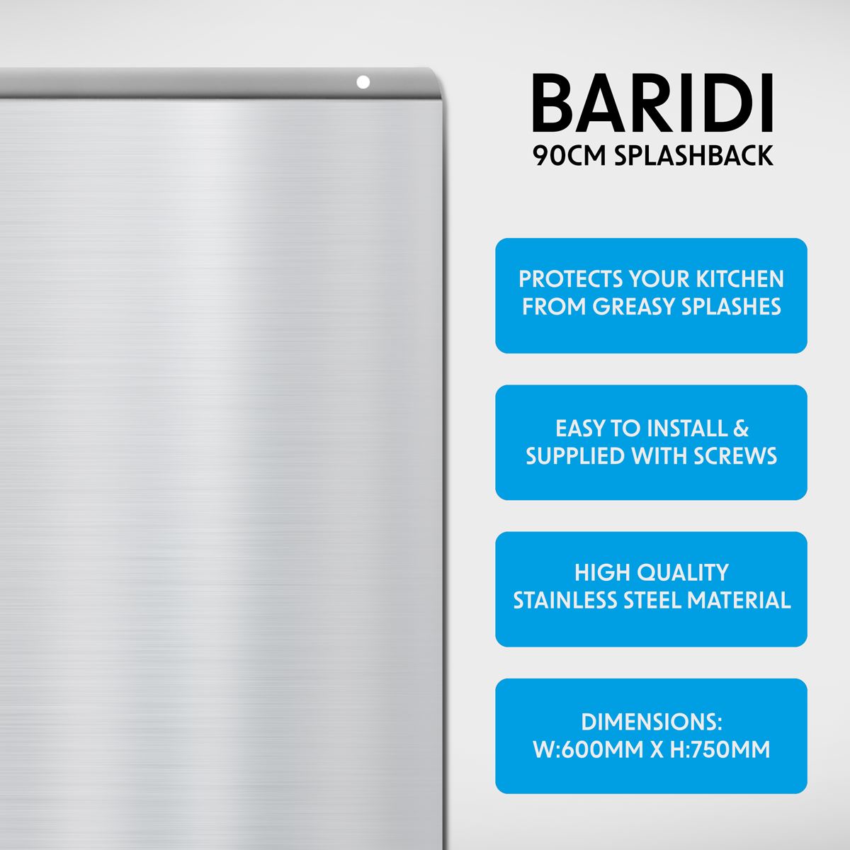 Baridi 90cm Splashback Cooker Hoods Extractor Fans Range Hoods Stainless DH195