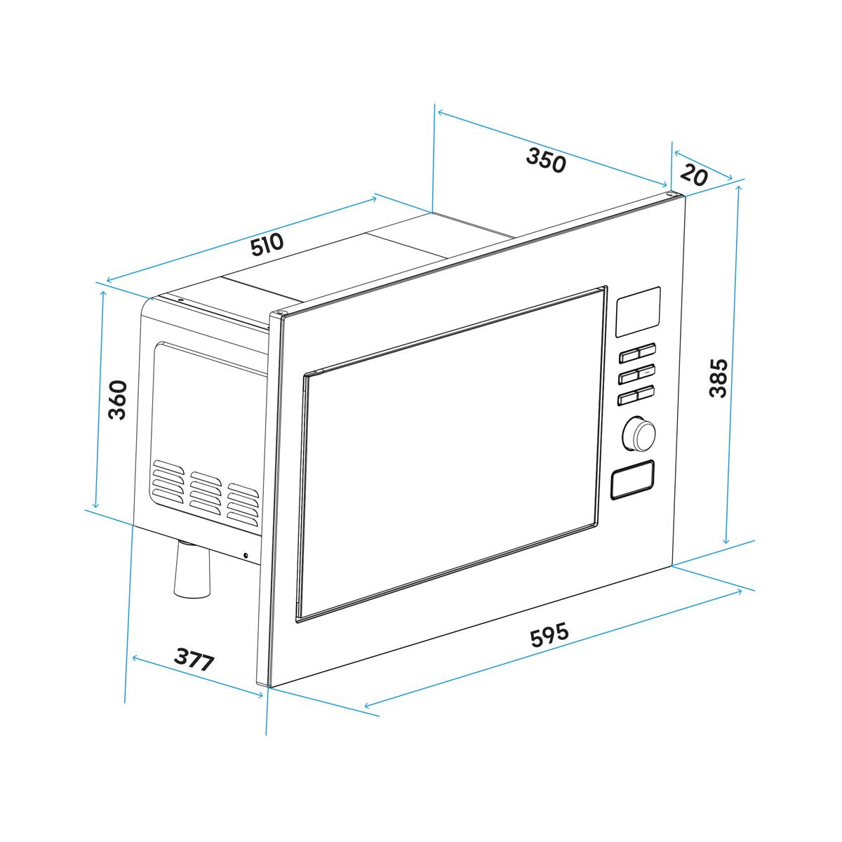 Sealey Baridi 25L Integrated Microwave Oven & Grill 900W Stainless Steel DH197