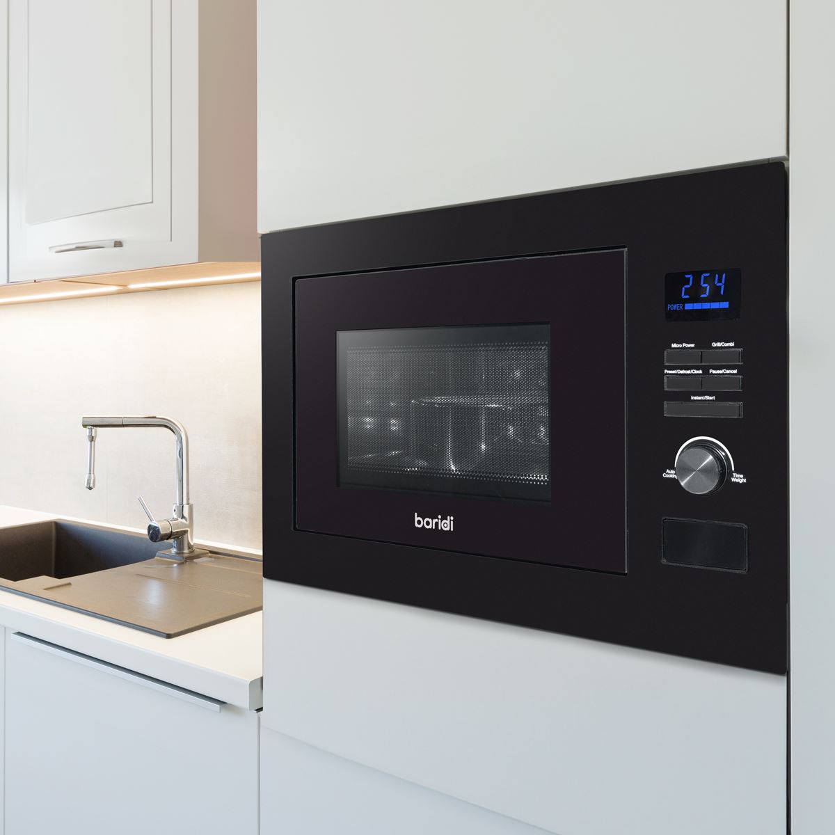 Baridi 25L Integrated Microwave Oven with Grill 900W Sensor Touch Black DH198