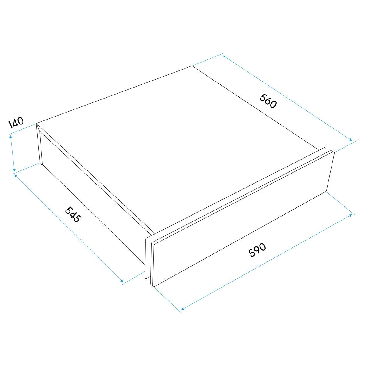 Sealey Baridi 60cm Built In Warming Drawer Push-Open Anti-Slip Mat Black DH201