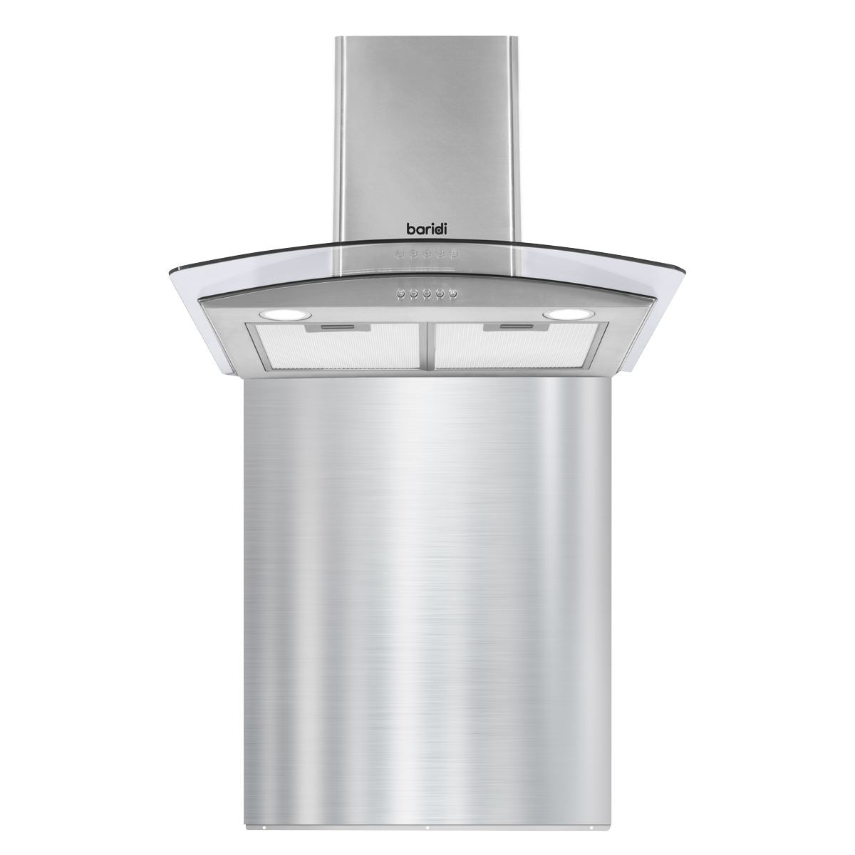 Sealey Baridi Curved Glass Cooker Hood with Carbon Filters, LED Lights & Splashback 60cm - Stainless Steel DH208