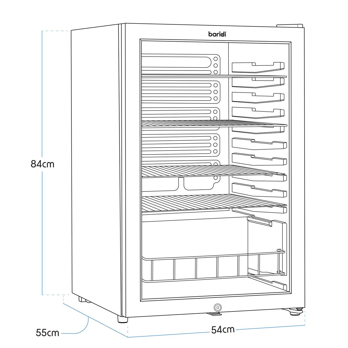 Baridi 115L Under Counter Beer Drinks & Wine Fridge Lock LED Light DH223