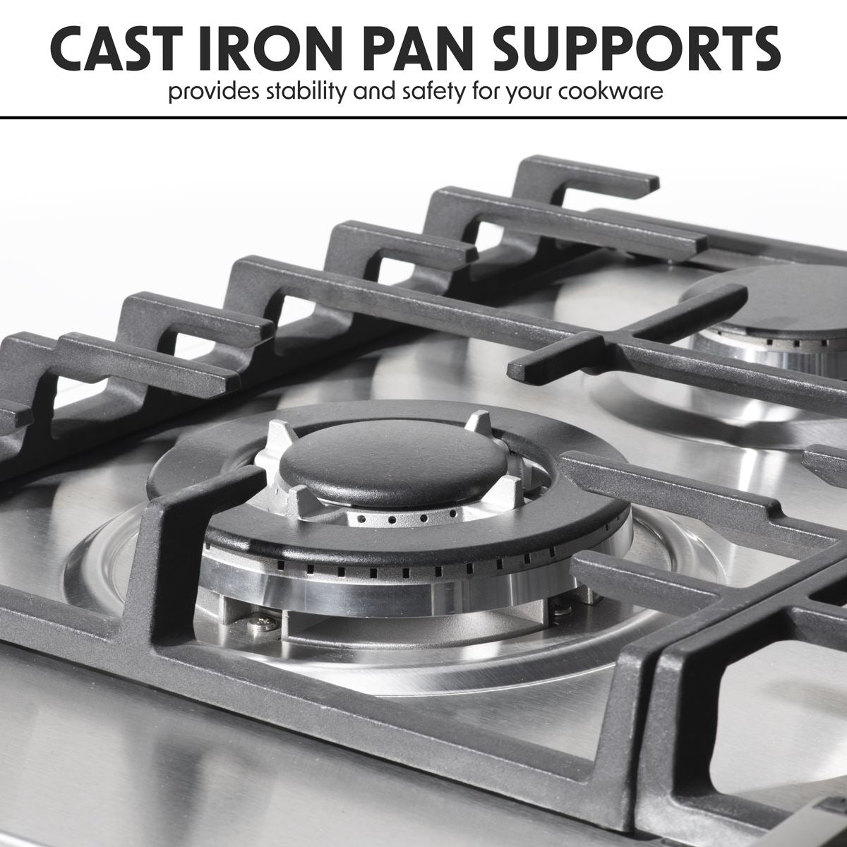 Baridi Gas Hob with 4 Cooking Zones 60cm Stainless Steel 8kW DH225