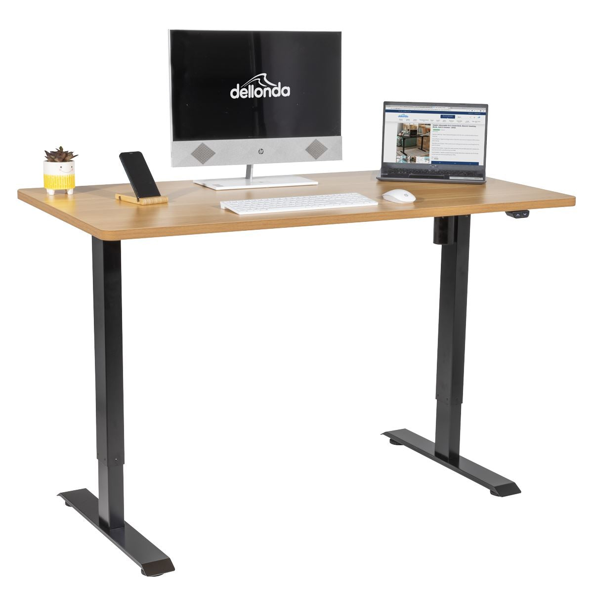 Sealey Dellonda Single Motor Ultra-Quiet Adjustable-Height Electric Sit/Stand Desk - Oak Desktop DH242