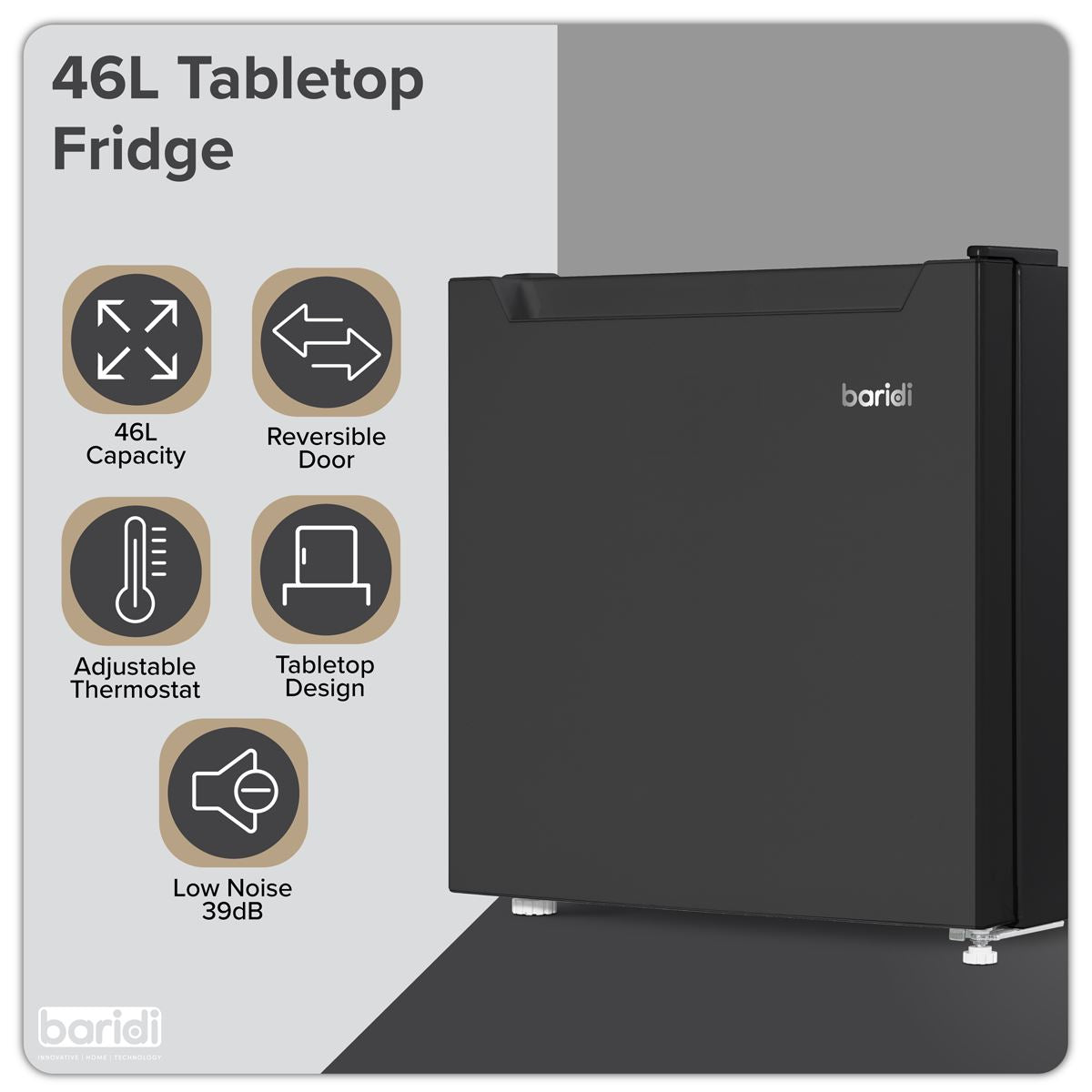 Sealey Baridi Tabletop Fridge with Ice Box 46L Capacity 220-240V DH257