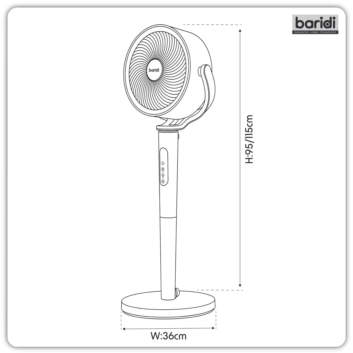 Sealey Baridi 12" Pedestal Fan with Remote Control, Back Light & 12hr Timer - Grey DH264