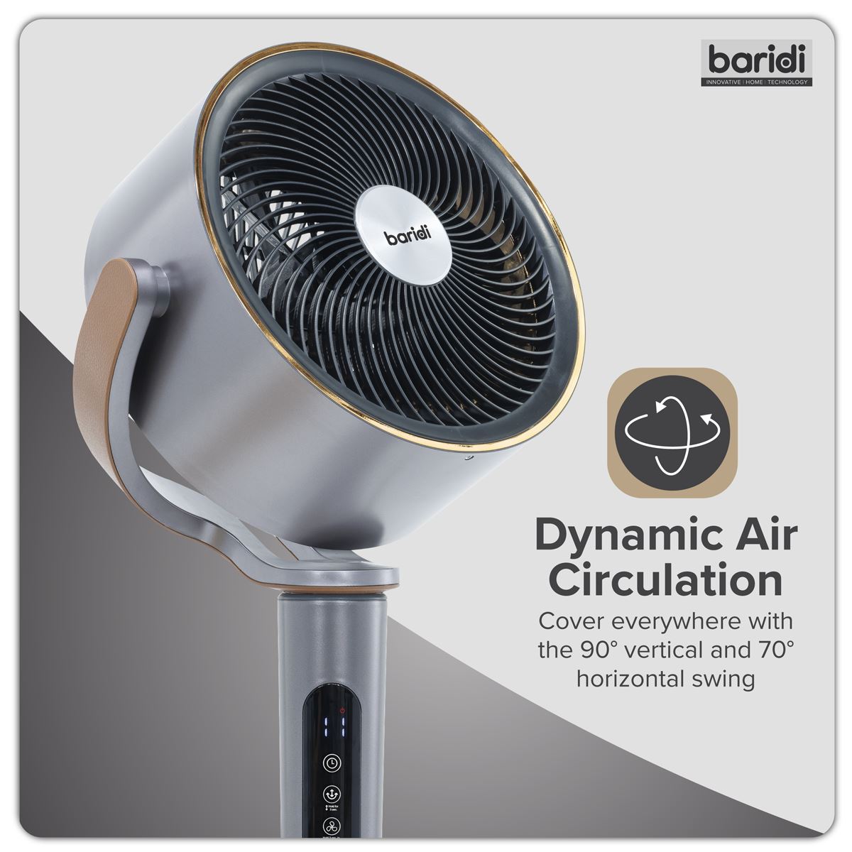 Sealey Baridi 12" Pedestal Fan with Remote Control, Back Light & 12hr Timer - Grey DH264
