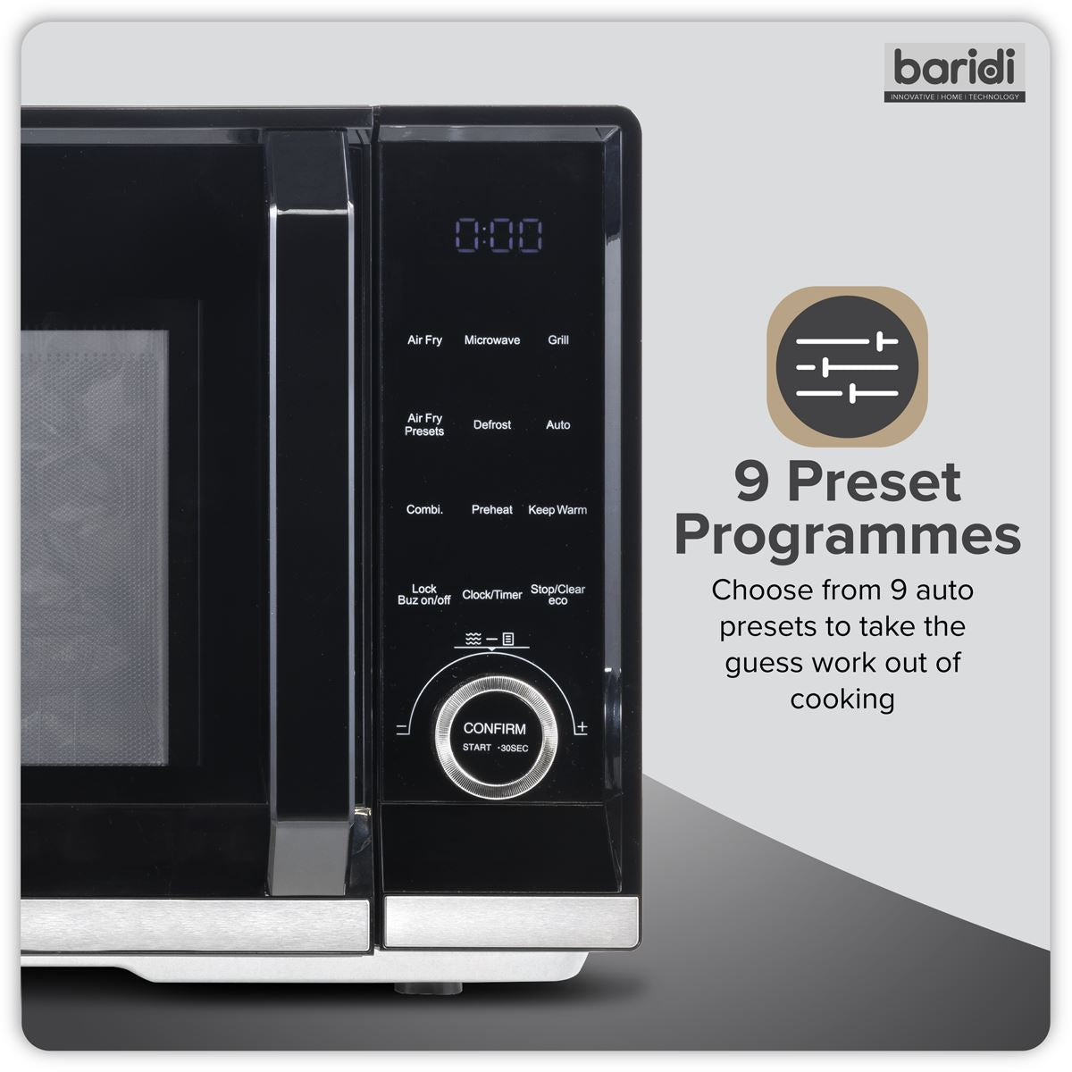 Sealey Baridi 7-in-1 Air Fryer Microwave & Grill 28L Capacity Black DH277
