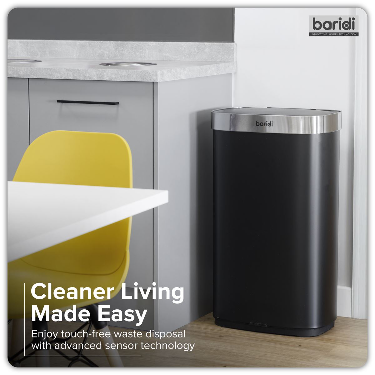 Sealey Motion Sensor Dust Bin 80L Black Stainless Steel Home And Office DH283