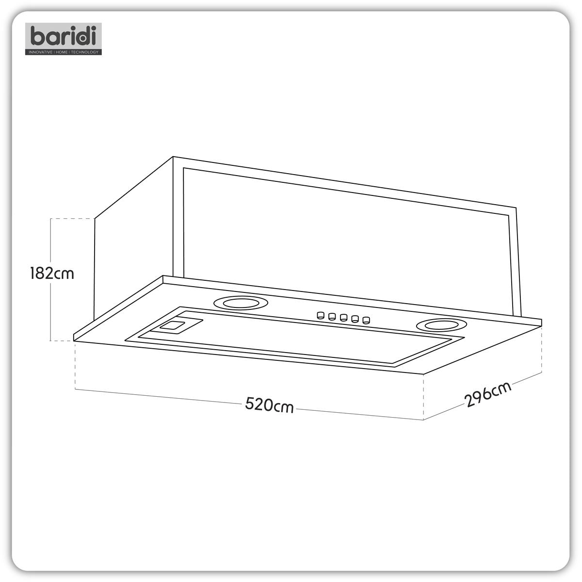 Sealey Baridi Cooker Hood with 5 Layer Filter 52cm Black DH285