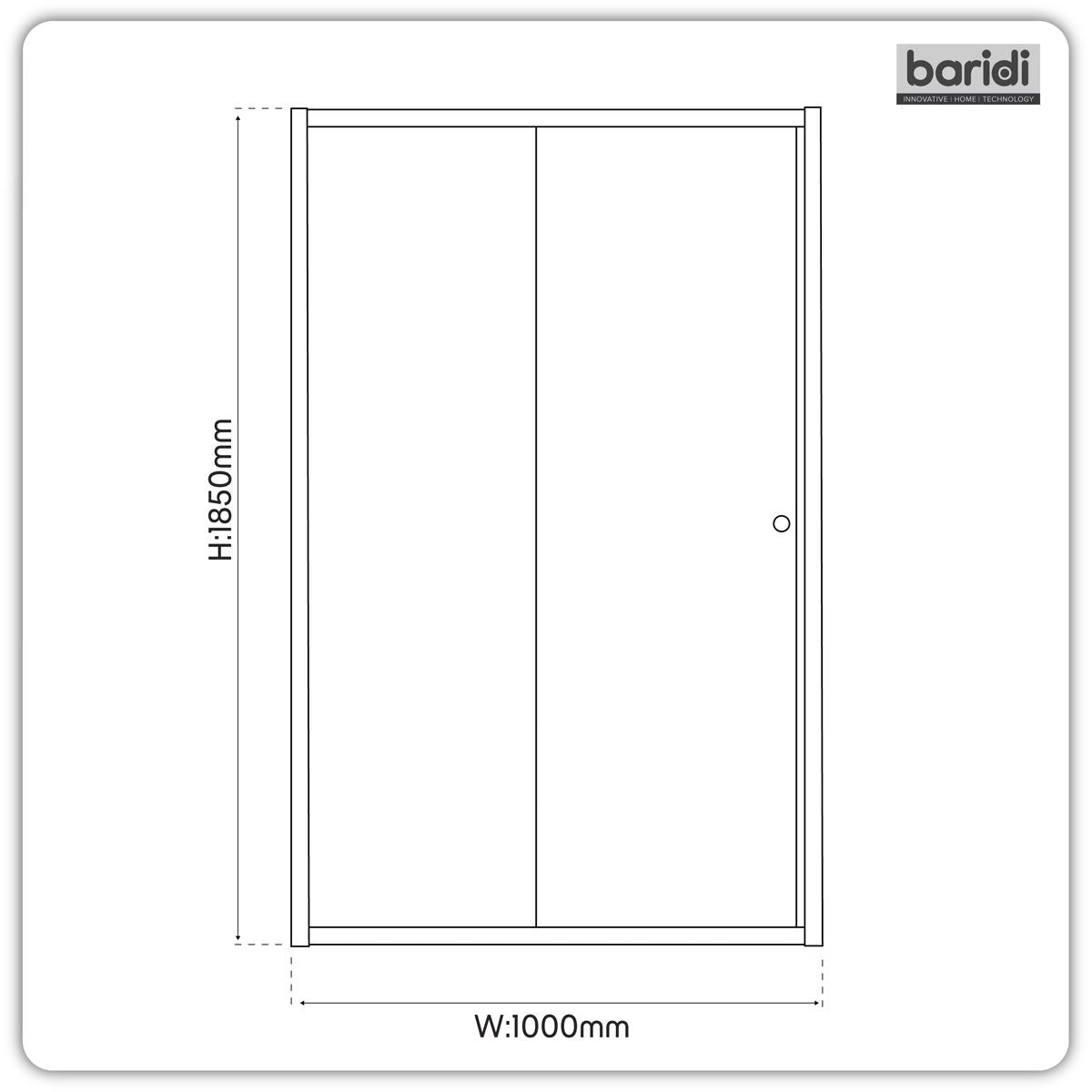 Baridi Sliding Shower Door 1000 x 1850mm 6mm Temp Glass Reversible Chrome DH292