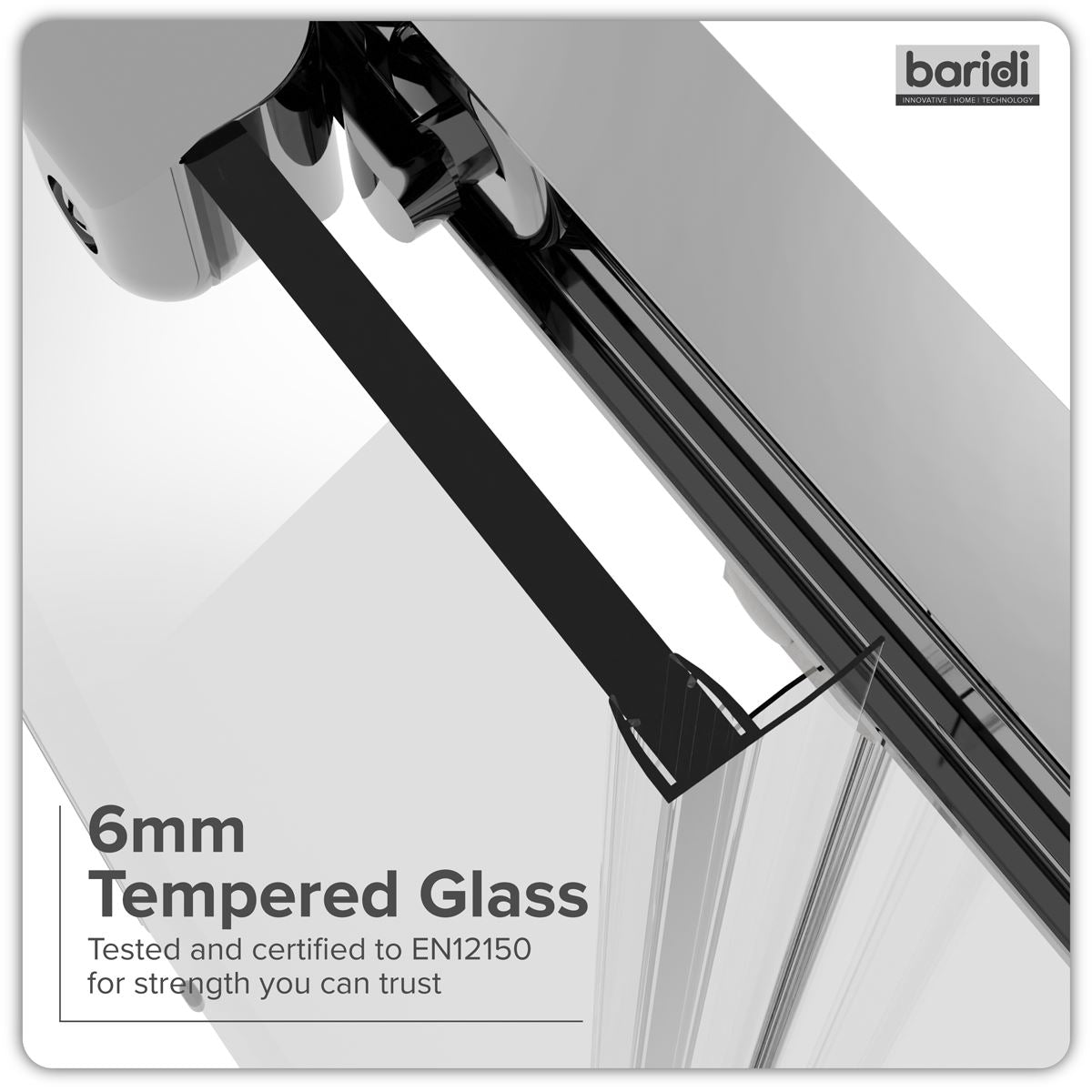 Baridi Sliding Shower Door 1000 x 1850mm 6mm Temp Glass Reversible Chrome DH292