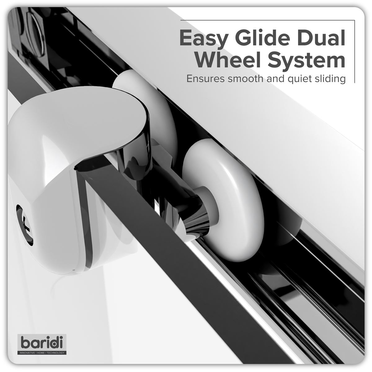 Baridi Sliding Shower Door 1000 x 1850mm 6mm Temp Glass Reversible Chrome DH292