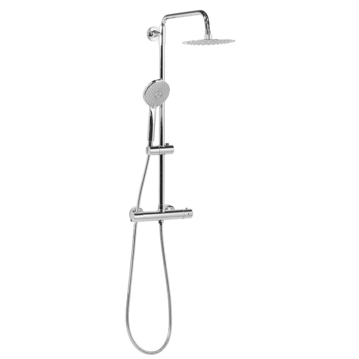 Sealey Thermostatic Shower Mixer Set, 20cm Round Head, Adjustable Rail - Chrome DH314