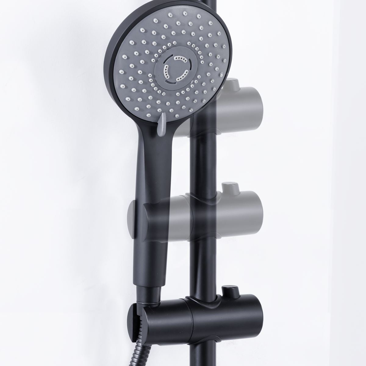 Sealey Thermostatic Shower Mixer Set, 20cm Round Head, Adjustable Rail - Black DH315