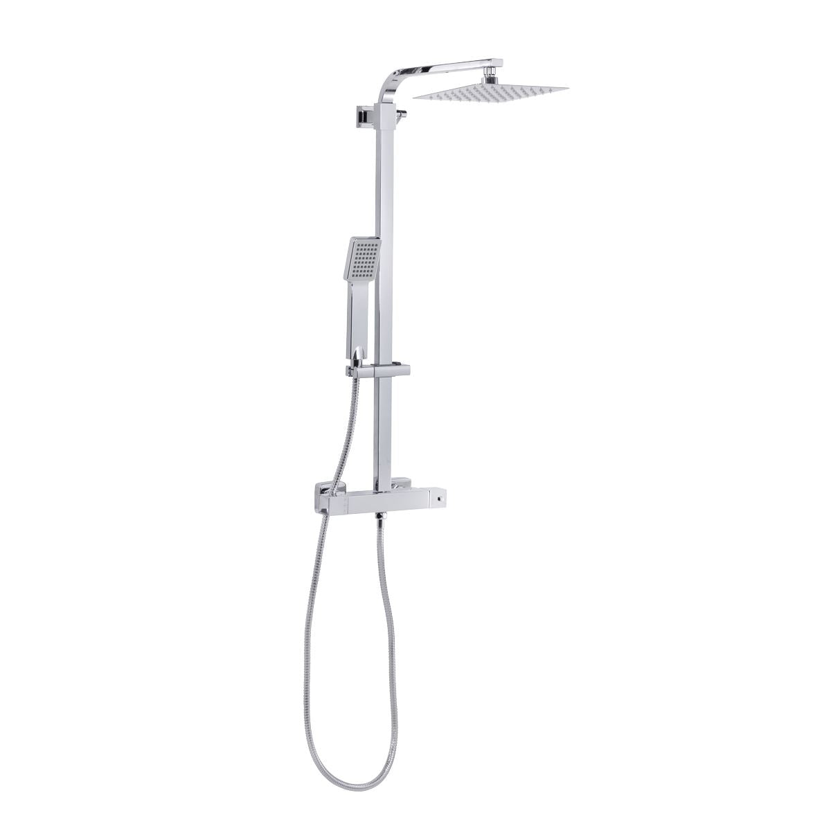 Sealey Thermostatic Shower Mixer Set, 20x20cm Square Head, Adjustable Rail - Chrome DH316
