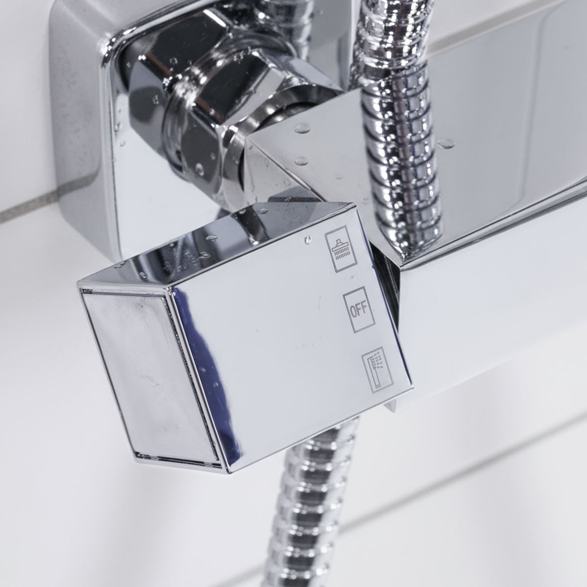 Sealey Thermostatic Shower Mixer Set, 20x20cm Square Head, Adjustable Rail - Chrome DH316