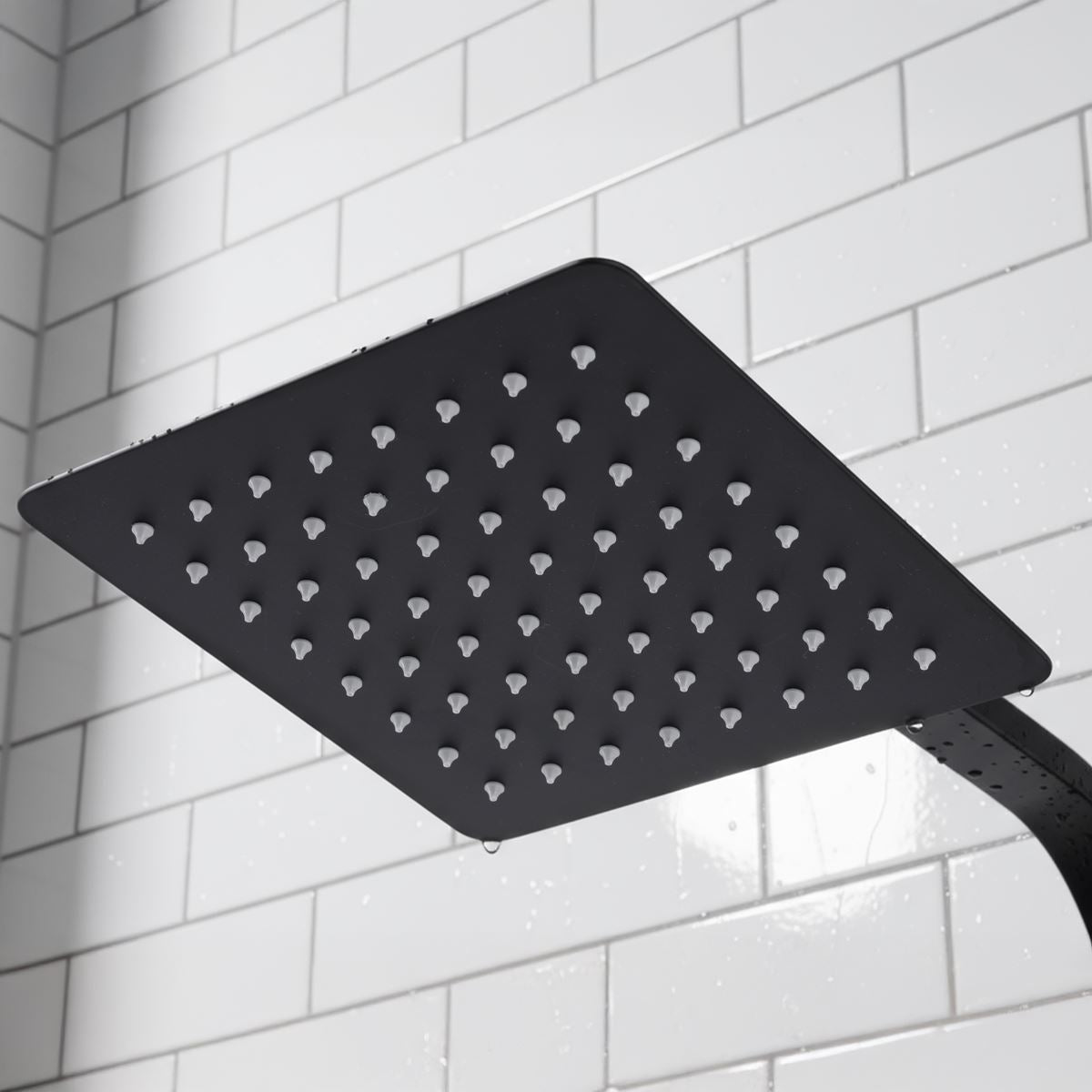 Sealey Thermostatic Shower Mixer Set, 20x20cm Square Head, Adjustable Rail - Black DH317