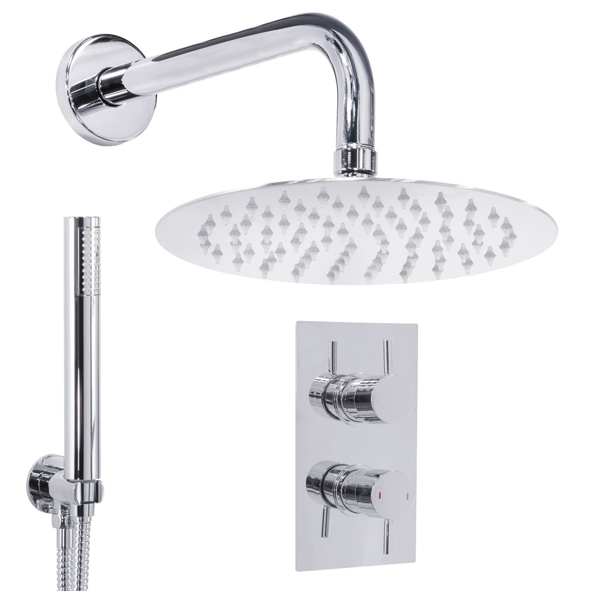 Sealey Concealed Thermostatic Shower Set 20cm Round Head & Hand Shower - Chrome DH318