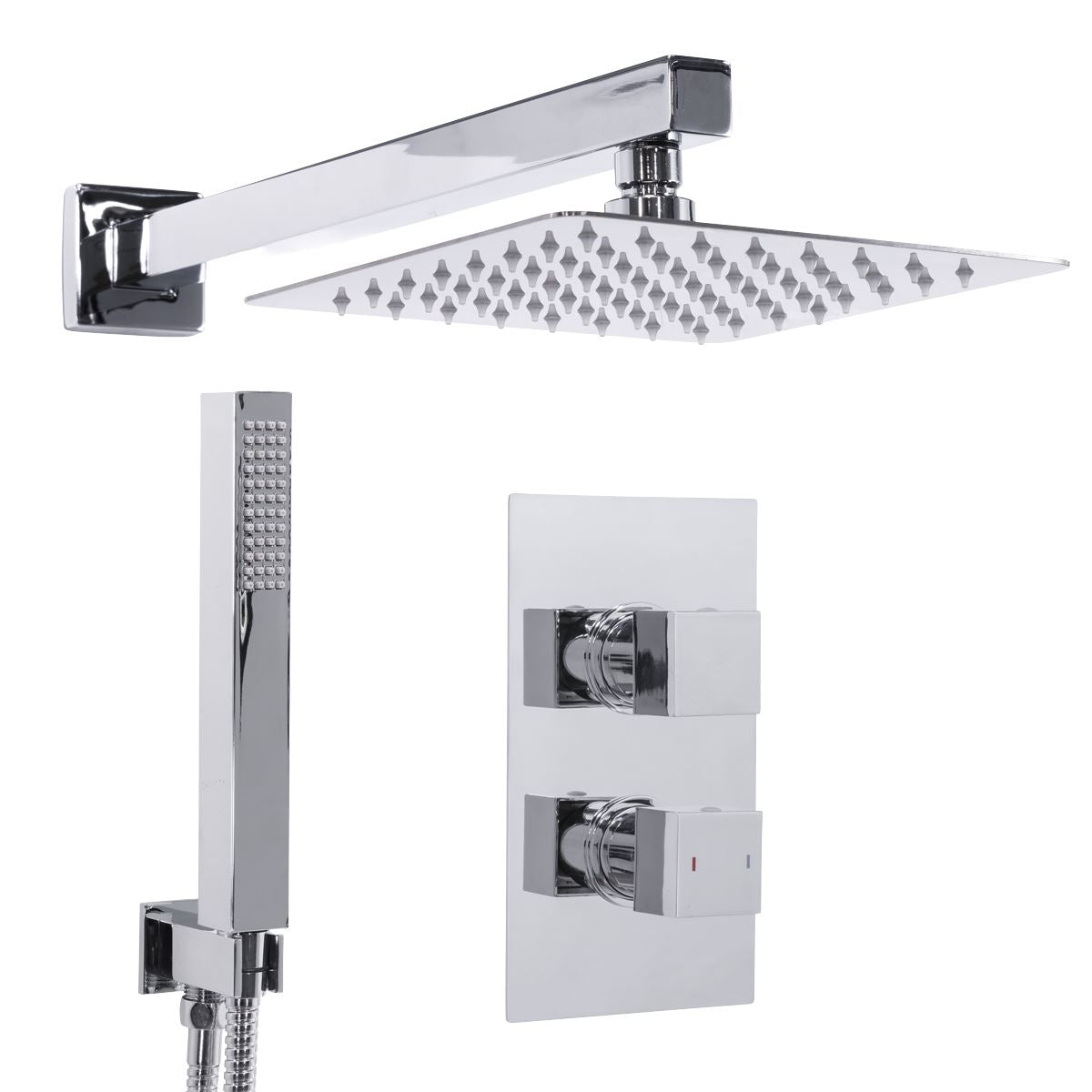 Sealey Concealed Thermostatic Shower Set 20 x 20cm Square Head & Hand Shower - Chrome DH320